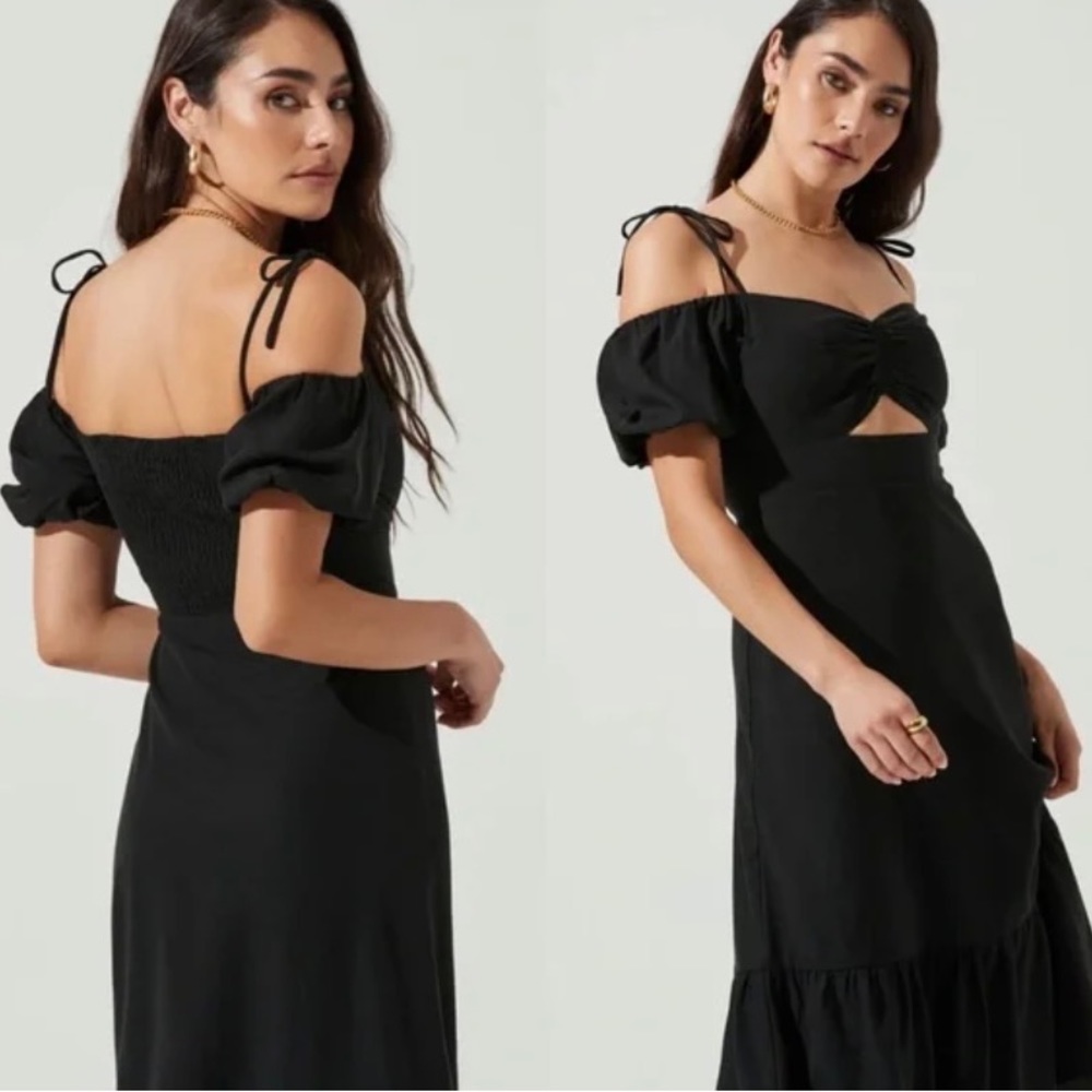 NWT - ASTR Aleda Cold Shoulder Cutout Midi Dress Black Size Medium